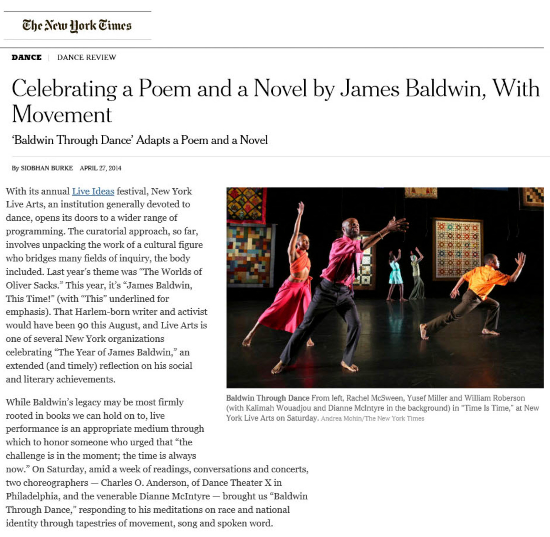 NYT article, Celebrating a Poem and a Novel