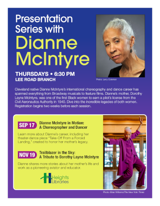 Dianne McIntyre-headshot 1 photo by Larry Coleman Dianne McIntyre Series at University Heights library